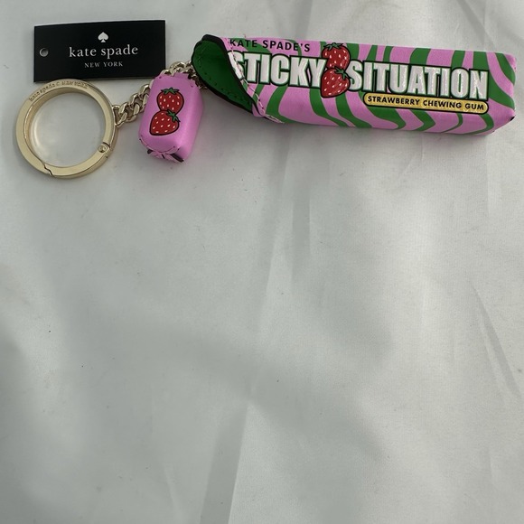 kate spade Accessories - Kate Spade Sticky Situation Chewing Bubble Gum Key Chain Bag Charm Fruit Stripe